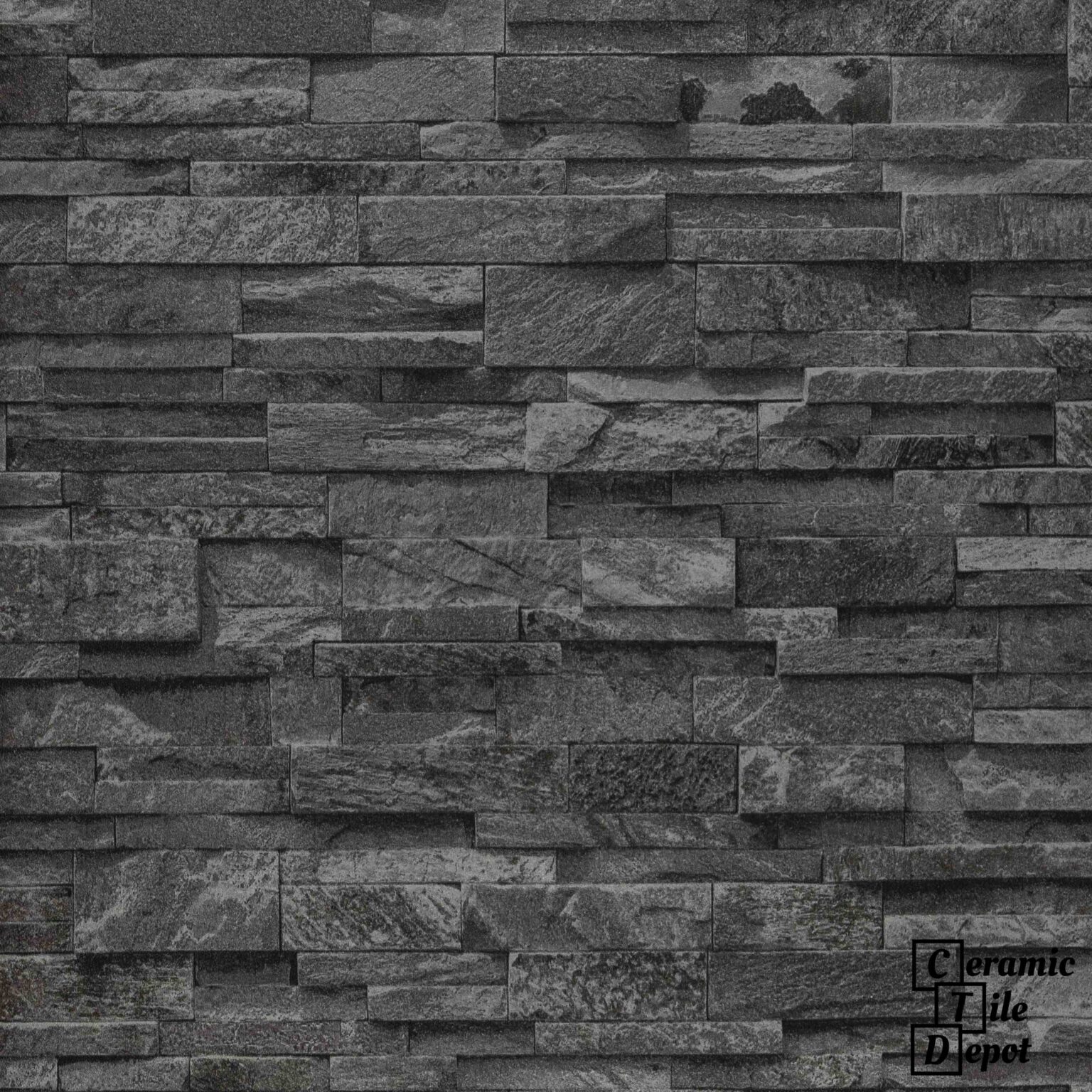 Stacked Stone Anthracite Wallpaper